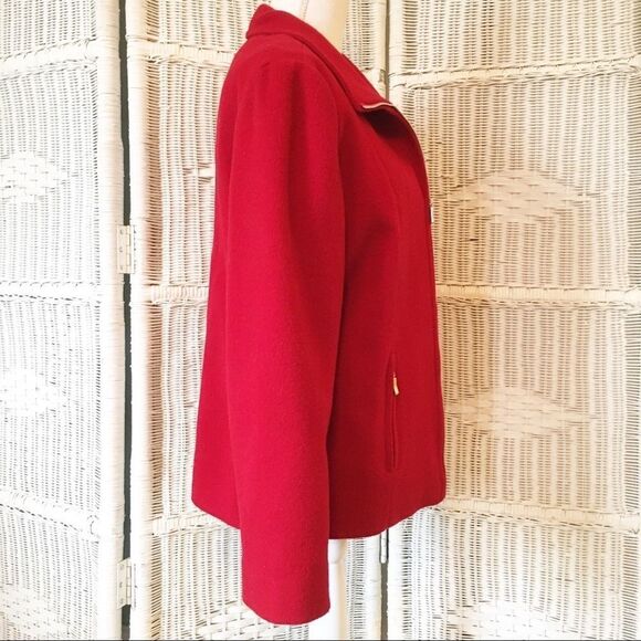 MDP Mario De Pinto Red Wool Zip Jacket Womens Made USA Tailored Coat Minimalist - Picture 7 of 12